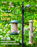 1 x RAW Customer Returns iBorn bird feeder, metal bird house for hanging, bird feeder with feeding bowl, 6 feeding holes, 18 cm weatherproof roof, year-round bird feeding, wild bird feed silo, green - RRP €25.99