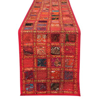 1 x RAW Customer Returns Cotton Washable Lollipop Red Table Runner 30 x 182 cm Decorative Hand Embroidered Patchwork Christmas Table Runner for Party Wedding Home Outdoor Tablecloth - RRP €17.59