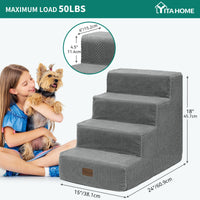 1 x RAW Customer Returns YITAHOME Dog Stairs for Bed and Sofa, 4-Step Pet Stairs, Dog Stairs with Washable Cover, Gray - RRP €49.99