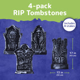 4 x RAW Customer Returns PREXTEX 4 Pack Halloween Ornaments Lightweight Foam Graveyard Rip Tombstones Rip Halloween Decorations, 43cm x 33cm - Halloween Clearance - RRP €84.2