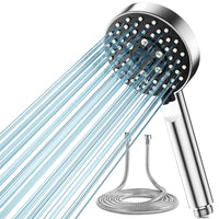 1 x RAW Customer Returns Magichome shower head water saving with hose 2M, with 5 jet types, turbocharged design high pressure, hand shower shower head for bathing - RRP €17.26