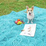 1 x RAW Customer Returns Yorbay picnic blanket 200 x 200 cm XXL fleece waterproof blanket with carrying handle reusable blue feather  - RRP €23.99