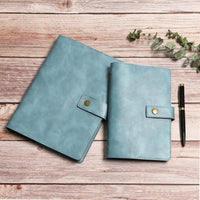 1 x RAW Customer Returns Wonderpool Leather Refillable Notebook Ring Binder A5 Diary - Dotted Paper Genuine Leather Inner Pockets for Travel Work and Organizer Sky Blue, A5  - RRP €22.07