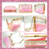 1 x RAW Customer Returns JeVenis Pink Transparent Handbag Transparent Clearbag Clutch Wedding Golden Clutch Women s Bag White Clutch Wedding - RRP €45.12