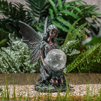 1 x RAW Customer Returns TERESA S COLLECTIONS garden decoration for outdoors, elf garden figures solar glass balls lighting 26 cm elf angel garden figure fairies statue made of resin solar figures fairy fairy figure gifts for women - RRP €27.22