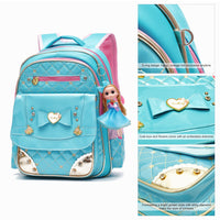 5 x Brand New LIGUL Backpack for Girls, Lovely Bookbag Series Doll Adorable Princess School Backpack for Elementary School Bags School Backpack for Girls Blue, L  - RRP €196.9