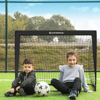 1 x RAW Customer Returns SONGMICS Football Goals for Kids, Set of 2, Pop-Up, Quick Assembly, Garden, Park, Beach, Frame Made of Fiberglass Rods, Oxford Fabric and Polyester Net, Black SZQ122B02 - RRP €28.89