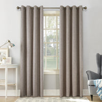 1 x RAW Customer Returns CUCRAF Pair Thermal Insulated Set of 2 Eyelet Curtains with 2 Doors Coating Sun Protection for Bedroom Blackout Curtains H225xW140cm Linen Color - RRP €45.37