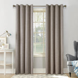 1 x RAW Customer Returns CUCRAF Pair Thermal Insulated Set of 2 Eyelet Curtains with 2 Doors Coating Sun Protection for Bedroom Blackout Curtains H225xW140cm Linen Color - RRP €45.37