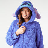 1 x RAW Customer Returns Disney Women s One-piece Pajamas - Stitch Fleece Pajamas with Zip and Hood S-2XL - Oversized One-piece Pajamas for Girls Blue Stitch, S  - RRP €34.67