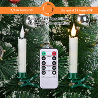 1 x RAW Customer Returns 12Pcs LED Taper Candle Light Set - Flameless 3D Wick Ivory Candles with Clip-on Christmas Tree Design, 10-Button Remote Control with Timer, Warm White Light, Battery Operated for Decoration - RRP €22.66