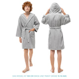 1 x RAW Customer Returns Twinzen Children s Bathrobe with Hood, 100 OekoTex Cotton, Bathrobe for Boys and Girls 11-12 Years Gray - Terry Cloth, Ultra Soft and Absorbent Bathrobe - RRP €27.99