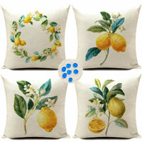 1 x RAW Customer Returns HUASHUZI outdoor weatherproof cushion cover fruit lemon set of 4 45 x 45 cm decorative cushion garden furniture balcony cushion covers cushion cover - RRP €19.1