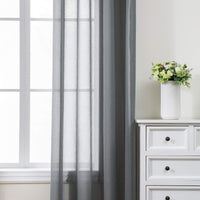 1 x RAW Customer Returns CUCRAF Transparent decorative curtains balcony door voile curtains with eyelets faux linen look gray curtain for bedroom living room H225 x W140cm set of 2 - RRP €23.18