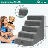 1 x RAW Customer Returns YITAHOME Dog Stairs for Bed and Sofa, 4-Step Pet Stairs, Dog Stairs with Washable Cover, Gray - RRP €43.36