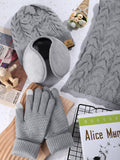 3 x Brand New URATOT 4 Pack Winter Knitted Set Thick Knitted Hat Scarf Gloves Ear Warmers for Men or Women - RRP €63.51