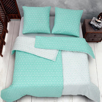 1 x RAW Customer Returns Vency Double Duvet Cover 135x200 4-Piece Turquoise - OEKO-TEX 80 Cotton 20 Polyester, 2x Duvet Cover with Zipper 2x Pillowcase with Envelope Closure 80x80 cm, Puzzle Model - RRP €35.91