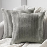 1 x RAW Customer Returns Topfinel set of 2 cushion covers 45 x 45 grey corduroy striped pattern cushion covers cushion cover decorative cushion sofa cushion couch cushion decorative cushion chair cushion living room bedroom - RRP €15.12