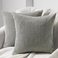 1 x RAW Customer Returns Topfinel cushion cover 40x40 grey corduroy set of 2 striped pattern cushion covers cushion cover decorative cushion sofa cushion couch cushion decorative cushion decorative cushion cover  living room - RRP €13.1