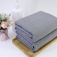 1 x RAW Customer Returns Polyte - microfiber bath towel - lint-free quick-drying - waffle structure - very large - gray - 152 x 76 cm - 2 pieces - RRP €24.01