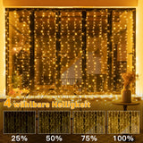 1 x RAW Customer Returns Ollny light curtain inside outside, 3x3m 300 LED light chain outside inside USB with remote control timer, dimmable light chain curtain for window Christmas bedroom wall warm white  - RRP €17.14