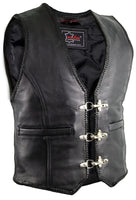 1 x RAW Customer Returns MDM Men s Leather Vest with Buckles without Side Cord L  - RRP €90.66