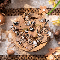 26 x Brand New Valery Madelyn 24 pieces 5 cm Easter decoration, wooden decoration for hanging, Easter decorations made of wood, rabbit and bird decoration hanger for Easter - RRP €259.74