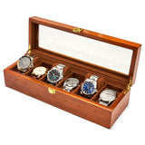 2 x RAW Customer Returns Premium watch box for men made from 100 real wood with space for 6 large watches - elegant wooden storage box with 100 glass window - RRP €119.98