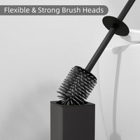 2 x RAW Customer Returns BVL Black Toilet Brushes Holders, Metal Toilet Brush Including 2 Brush Heads, Freestanding Square Silicone Toilet Brush for the Bathroom - RRP €47.12