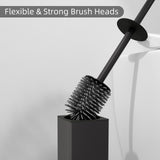 2 x RAW Customer Returns BVL Black Toilet Brushes Holders, Metal Toilet Brush Including 2 Brush Heads, Freestanding Square Silicone Toilet Brush for the Bathroom - RRP €47.12