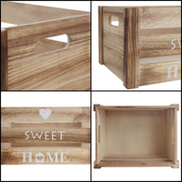 1 x RAW Customer Returns BELLE VOUS 3 pack wooden boxes, vintage wooden boxes with handles - rustic wooden box, large, medium small wooden box - heart with Sweet Home decoration box, wooden box - RRP €45.49