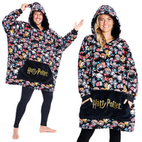 1 x RAW Customer Returns Harry Potter Oversized Hoodie Blanket Women and Men Oversized Hoodie Winter Warm Blanket to Cover Up Black Long  - RRP €23.9