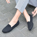 1 x RAW Customer Returns Puxowe Women s Flat Shoes Ballerina Shoes Round Knitted Dress Shoes Low Wedge Slip On Ballerina Walking Flats Shoes for Women Comfortable Soft, Black, 39 EU - RRP €58.8