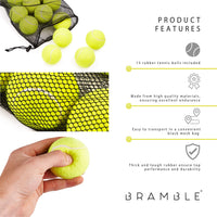 1 x RAW Customer Returns BRAMBLE 15 Tennis Balls with Carrying Bag for Sports, Training Play - Strong - RRP €20.99