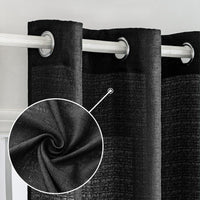 1 x Brand New MIULEE Set of 2 Voile Curtain Sheer Linen Curtain with Eyelets Transparent Irregular Texture Curtain Eyelet Curtain Window Curtain Translucent for Bedroom 245 x 140 cm H x W Black - RRP €33.9