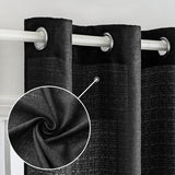 1 x RAW Customer Returns MIULEE Set of 2 Voile Curtain Sheer Linen Curtain with Eyelets Transparent Irregular Texture Curtain Eyelet Curtain Window Curtain Translucent for Bedroom 245 x 140 cm H x W Black - RRP €20.44