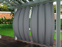 1 x RAW Customer Returns Clothink Outdoor Curtain Eyelets Top Bottom 132x245cm Grey Anti-Fade Wind Protection Sun Protection Privacy Protection Weatherproof - RRP €27.18