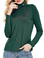 1 x Brand New SSLR Thermal T-Shirt Long Sleeve Turtleneck Slim Fit Basic Tops Brushed Turtle Sweater, Dark Green, M - RRP €22.8