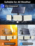 4 x RAW Customer Returns Solar Outdoor LED Spotlight with Motion Sensor 224LED 4Modes , 3 Heads 300 Outdoor LED Solar Light, IP65 Outdoor LED Solar Spotlights, Remote Control Solar Lamp for Outdoor Garage Garden - RRP €71.96