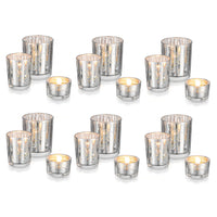 1 x Brand New Romadedi Silver Tealight Holder Candle Holder Glass 18 PCS 6 Set Mercury Tealight Glasses Lantern Candle Holder for Tealights Candles Table Decoration for Wedding Party Christmas Decoration - RRP €41.04