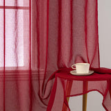 1 x RAW Customer Returns MIULEE Curtains with ruffle tape set of 2 curtains with eyelets curtains living room made of sheer voile curtains transparent bedroom red 140 x 225 cm - RRP €23.18