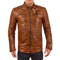 1 x RAW Customer Returns FAPA Leather Jackets Light Brown, M  - RRP €100.19