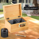 1 x RAW Customer Returns OZCHIN Bamboo Box with Combination Lock, Decorative Box for Home, Lockable, Bamboo Box Set with Glass Container, Great Gift 17 x 12 x 10cm  - RRP €34.08