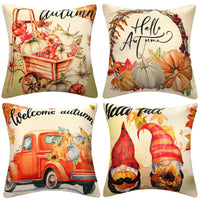 2 x Brand New Hanrunsi Cushion Cover 40x40 Autumn Set of 4 Cushion Covers Car Bicycle Pumpkin Linen Cushion Covers Throw Pillows Sofa Cushions Decorative Fall Pillows for Bedroom Living Room Balcony Terrace - RRP €27.72