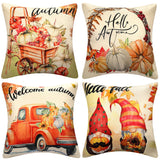 2 x Brand New Hanrunsi Set of 4 Cushion Covers 40x40 Autumn Theme Pillowcase Maple Leaf Pumpkin Linen Cushion Cover Throw Pillow Cover Couch Cushion Sofa Cushion Decorative Fall Pillows for Car Bedroom Living Room - RRP €40.8