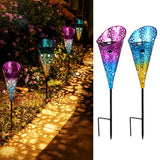 4 x Brand New JOYCREATOR Solar Lamps for Outdoor Garden 2 Pack, Metal Solar Lights for Outdoor with Ground Spike, LED Solar Garden Lights for Outdoor IP65 Waterproof Lawn Balcony Terrace Post Path Decoration Gifts - RRP €79.96