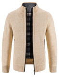 4 x Brand New Pinkpum Cardigan Men Fleece Jacket with Zipper Knitted Cardigan Men Khaki 2XL - RRP €111.12