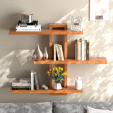 1 x RAW Customer Returns JoliJour Wooden Floating Shelves, 3-Tier Display Shelf, 8 Mounting Shapes, Variable Hanging Shelves, Floating Wall Shelves, for Living Room, Bedroom, Bathroom, Kitchen - RRP €59.66