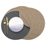 1 x RAW Customer Returns Banchif placemats, diameter 38 cm, imitation linen placemats, washable, non-slip placemats, double-sided placemats, set of 6 placemats, round placemats, washable placemats, fabric - RRP €21.17