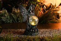 1 x RAW Customer Returns TERESA S COLLECTIONS garden decoration for outdoors, elf garden figures solar glass balls lighting 26 cm elf angel garden figure fairies statue made of resin solar figures fairy fairy figure gifts for women - RRP €27.22